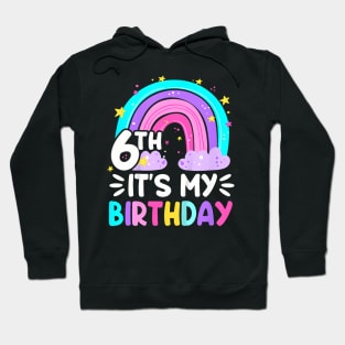 Kids 6 Six Year Old 6Th Birthday Kid Rainbow Party Family Hoodie